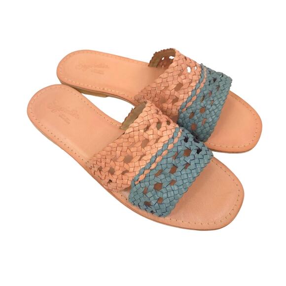 ANTHROPOLOGIE SEYCHELLES Everlasting Sandal Leather Braided Color Block Tan NEW - Picture 2 of 7